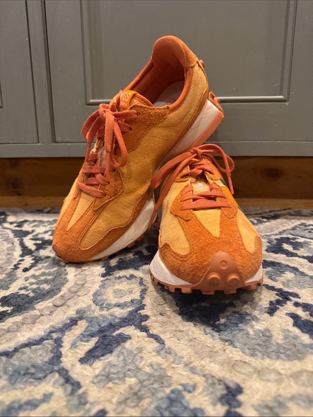 Figs Kids Orange Suede-Trim Sneakers